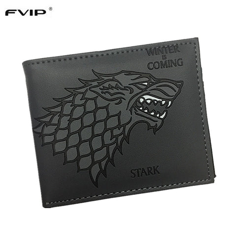 Hot Sell Leather Wallet Game of Thrones Stark Winter is Coming Short Wallets With Card Holder Men's Purse Cartoon Wallet