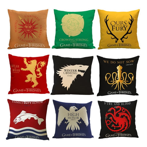 1 pcs Pillow Cover Game of Thrones House Sigils Family Crest Pillow Case Cover vintage style pillowcases for Home 43cmX43cm