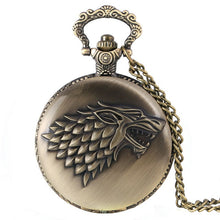 Load image into Gallery viewer, 2016 Antique Game of Thrones Strak Family Crest Winter is Coming Design Pocket Watch Unique Gifts Unisex Fob Clock