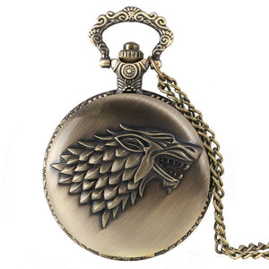 2016 Antique Game of Thrones Strak Family Crest Winter is Coming Design Pocket Watch Unique Gifts Unisex Fob Clock