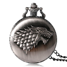 Load image into Gallery viewer, 2016 Antique Game of Thrones Strak Family Crest Winter is Coming Design Pocket Watch Unique Gifts Unisex Fob Clock