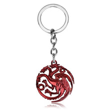 Load image into Gallery viewer, Movie Seriers Game of Throne House Stark keychain 3 Colors Alloy The Song Of Ice and Fire Targaryen Dragon  Badges Keyring Gift