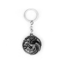 Load image into Gallery viewer, Movie Seriers Game of Throne House Stark keychain 3 Colors Alloy The Song Of Ice and Fire Targaryen Dragon  Badges Keyring Gift