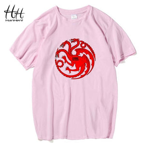 HanHent Targaryen Dragon T-shirts Men Fire and blood Cotton Short Sleeve Tshirts Game of Thrones Hodor Swag Casual Clothes Man