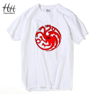 HanHent Targaryen Dragon T-shirts Men Fire and blood Cotton Short Sleeve Tshirts Game of Thrones Hodor Swag Casual Clothes Man