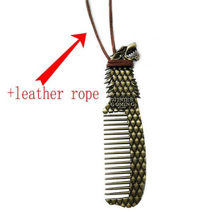 New design Game of Thrones necklace House Stark Winter Coming Bronze Metal Pendant Jewelry Comb necklace Men and women present