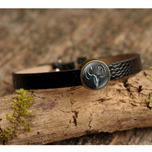 Load image into Gallery viewer, XUSHUI XJ Game of Thrones Bracelets &amp; Bangles Stark Wolf Art Glass Cabochon Vintage Jewelry Black Pu Leather Bracelet Women Men
