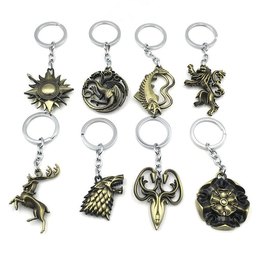 Game of Thrones Keychain House Stark Key Chain Song of Ice and Fire Key Rings Holder Souvenir for Gift Chaveiro Men Jewelry