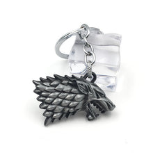 Load image into Gallery viewer, Game of Thrones Keychain House Stark Key Chain Song of Ice and Fire Key Rings Holder Souvenir for Gift Chaveiro Men Jewelry