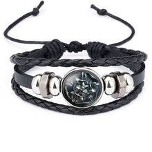 Load image into Gallery viewer, QiYuFang Game of Thrones Leather Bracelet House Stark Jewelry Black Multilayers Weave Charm Bracelets for Women Men