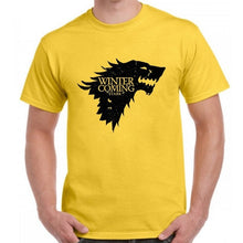 Load image into Gallery viewer, BLWHSA Game Of Thrones Print Winter Is Coming Stark Blood Wolf Men T Shirt Casual Cotton High Quality Cool T-Shirt For Men