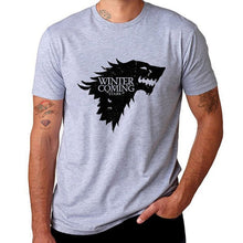 Load image into Gallery viewer, BLWHSA Game Of Thrones Print Winter Is Coming Stark Blood Wolf Men T Shirt Casual Cotton High Quality Cool T-Shirt For Men