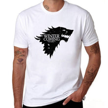 Load image into Gallery viewer, BLWHSA Game Of Thrones Print Winter Is Coming Stark Blood Wolf Men T Shirt Casual Cotton High Quality Cool T-Shirt For Men