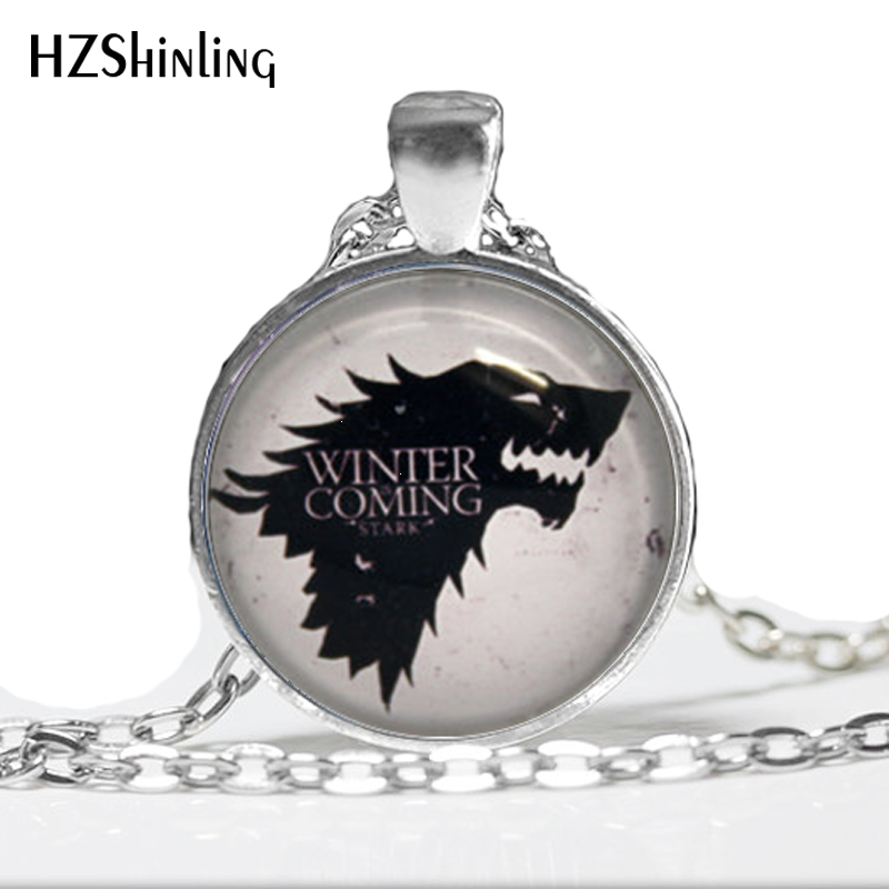 Wolf Necklace Game of Thrones Stark Necklace Game of Thrones Stark Sigil Winter is Coming Necklace Glass Dome Jewelry HZ1