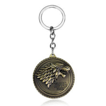 Load image into Gallery viewer, Movie Seriers Game of Throne House Stark keychain 3 Colors Alloy The Song Of Ice and Fire Targaryen Dragon  Badges Keyring Gift
