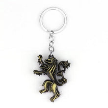 Load image into Gallery viewer, Movie Seriers Game of Throne House Stark keychain 3 Colors Alloy The Song Of Ice and Fire Targaryen Dragon  Badges Keyring Gift