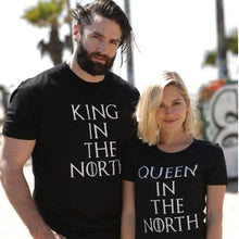 Load image into Gallery viewer, Game of Thrones King Queen in the North T Shirts Valentine Men Women Couple Clothes Lovers T-Shirts Funny Tshirts Geek Tops Tees