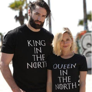 Game of Thrones King Queen in the North T Shirts Valentine Men Women Couple Clothes Lovers T-Shirts Funny Tshirts Geek Tops Tees