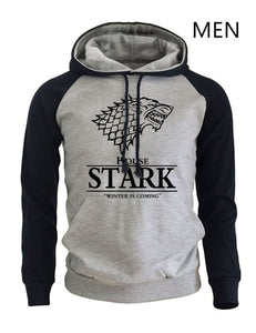 2018 Raglan Hoodies For Men House Stark The Song of Ice and Fire Winter Is Coming Men's Sportswear Game Of Thrones Sweatshirt