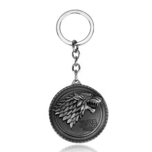 Load image into Gallery viewer, RJ Hot Sale Movie Game of Thrones Keychain Wolf head Badge Key Chains Pendant For Women And Men Fans Gift keyring