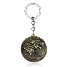 Load image into Gallery viewer, RJ Hot Sale Movie Game of Thrones Keychain Wolf head Badge Key Chains Pendant For Women And Men Fans Gift keyring