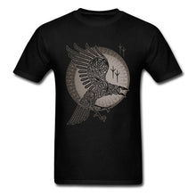 Load image into Gallery viewer, Norse Raven T-shirt Mystery Graphic T Shirt Game Of Thrones Viking Crow Clothes Men Tshirt Cotton Tops Black Tees