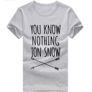 CWLSP 2018 Summer Games Of Thrones Womens T Shirt Female You Know Nothing Jon Snow Printed Letter T shirt  tees Camisetas Mujer