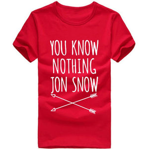 CWLSP 2018 Summer Games Of Thrones Womens T Shirt Female You Know Nothing Jon Snow Printed Letter T shirt  tees Camisetas Mujer