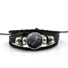 Load image into Gallery viewer, Game of Thrones House Stark Wolf Glass Cabochon Leather Bracelets Multi Layers Weave Handmade Punk Black Men Bracelets