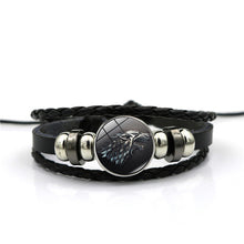 Load image into Gallery viewer, Game of Thrones House Stark Wolf Glass Cabochon Leather Bracelets Multi Layers Weave Handmade Punk Black Men Bracelets