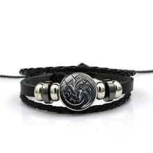 Load image into Gallery viewer, Game of Thrones House Stark Wolf Glass Cabochon Leather Bracelets Multi Layers Weave Handmade Punk Black Men Bracelets