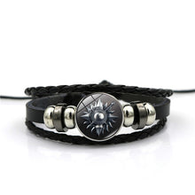 Load image into Gallery viewer, Game of Thrones House Stark Wolf Glass Cabochon Leather Bracelets Multi Layers Weave Handmade Punk Black Men Bracelets