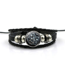 Load image into Gallery viewer, Game of Thrones House Stark Wolf Glass Cabochon Leather Bracelets Multi Layers Weave Handmade Punk Black Men Bracelets