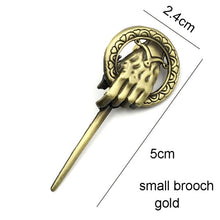 Load image into Gallery viewer, Game of Thrones Song of Ice and Fire Brooch Hand of the King Lapel Inspired Authentic Prop Pin Badge Brooches Movie Jewelry