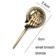 Load image into Gallery viewer, Game of Thrones Song of Ice and Fire Brooch Hand of the King Lapel Inspired Authentic Prop Pin Badge Brooches Movie Jewelry