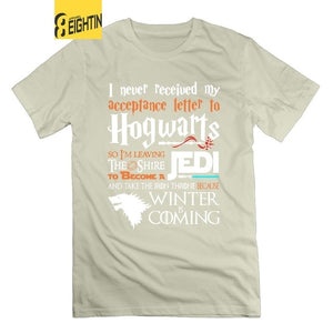 Eightin Game of Thrones T Shirt Never Received My Hogwarts Letter and Winter is Coming Short T-Shirts 100% Cotton Tees Plus Size