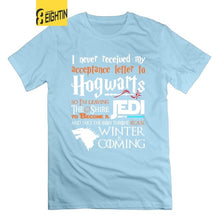 Load image into Gallery viewer, Eightin Game of Thrones T Shirt Never Received My Hogwarts Letter and Winter is Coming Short T-Shirts 100% Cotton Tees Plus Size