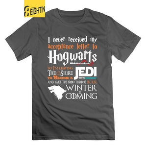 Eightin Game of Thrones T Shirt Never Received My Hogwarts Letter and Winter is Coming Short T-Shirts 100% Cotton Tees Plus Size