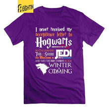 Load image into Gallery viewer, Eightin Game of Thrones T Shirt Never Received My Hogwarts Letter and Winter is Coming Short T-Shirts 100% Cotton Tees Plus Size