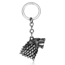 Load image into Gallery viewer, RJ Hot Sale Movie Game of Thrones Keychain Wolf head Badge Key Chains Pendant For Women And Men Fans Gift keyring