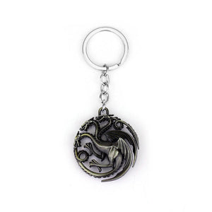 RJ Hot Sale Movie Game of Thrones Keychain Wolf head Badge Key Chains Pendant For Women And Men Fans Gift keyring