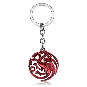 RJ Hot Sale Movie Game of Thrones Keychain Wolf head Badge Key Chains Pendant For Women And Men Fans Gift keyring