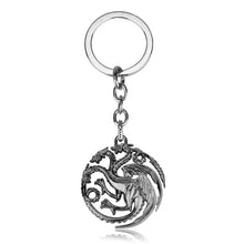 Load image into Gallery viewer, RJ Hot Sale Movie Game of Thrones Keychain Wolf head Badge Key Chains Pendant For Women And Men Fans Gift keyring