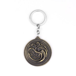 RJ Hot Sale Movie Game of Thrones Keychain Wolf head Badge Key Chains Pendant For Women And Men Fans Gift keyring