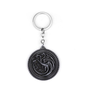 RJ Hot Sale Movie Game of Thrones Keychain Wolf head Badge Key Chains Pendant For Women And Men Fans Gift keyring