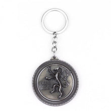 Load image into Gallery viewer, RJ Hot Sale Movie Game of Thrones Keychain Wolf head Badge Key Chains Pendant For Women And Men Fans Gift keyring