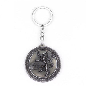 RJ Hot Sale Movie Game of Thrones Keychain Wolf head Badge Key Chains Pendant For Women And Men Fans Gift keyring