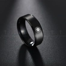 Load image into Gallery viewer, Letdiffery Black Titanium Stainless Steel Ring Sun Moon Star Islam Religious Couples Rings Game of Thrones Power Lovers Jewelry