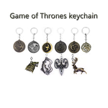 Load image into Gallery viewer, 14 Styles Game of Thrones Keychain A Song of Ice and Fire Dragon Key Chain House Stark Targaryen Wolf Keyring Men Jewelry