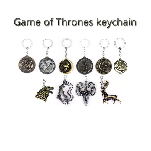 14 Styles Game of Thrones Keychain A Song of Ice and Fire Dragon Key Chain House Stark Targaryen Wolf Keyring Men Jewelry